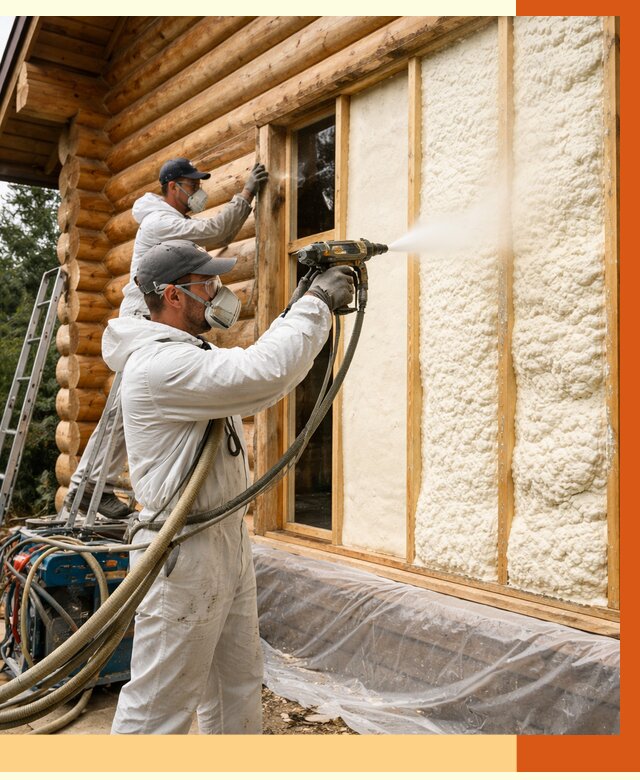 Утепление деревянного дома ППУ в Верхней Пышме от 4309 руб/м2 | ТепломастерВрх — под ключ