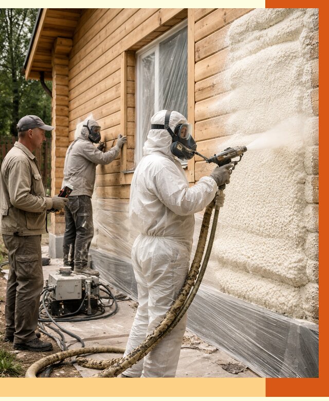 Утепление дома из бруса ППУ в Верхней Пышме от 3950 руб/м2 под ключ | ТепломастерВрх