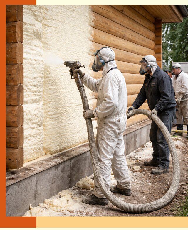 Утепление дома из бруса пенополиуретаном в Верхней Пышме