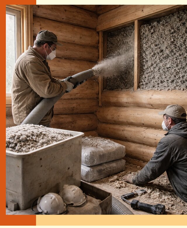 Утепление дома из бруса эковатой в Верхней Пышме