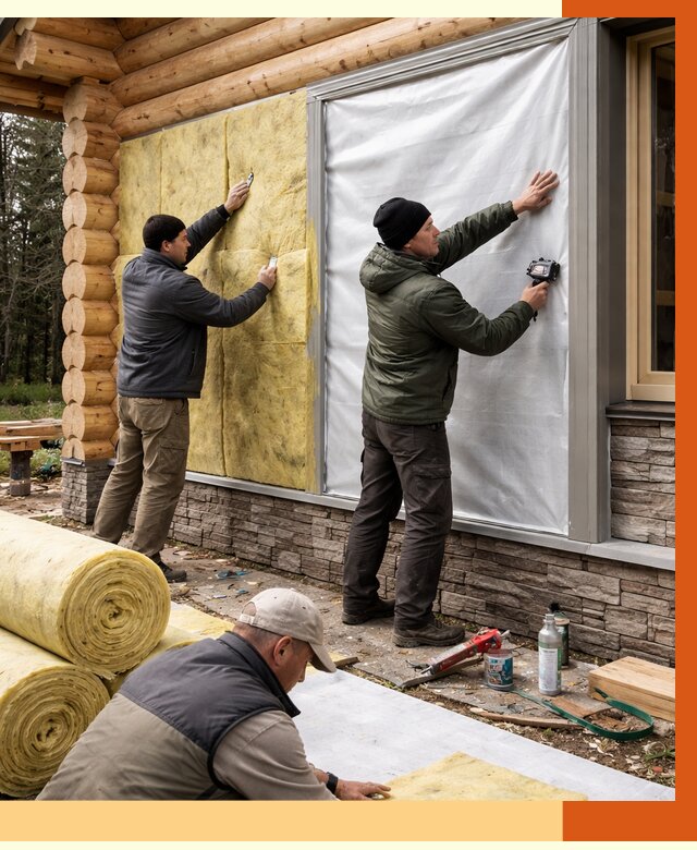 Утепление бревенчатого дома в Верхней Пышме от 7849 руб/м2 — заказать под ключ | ТепломастерВрх