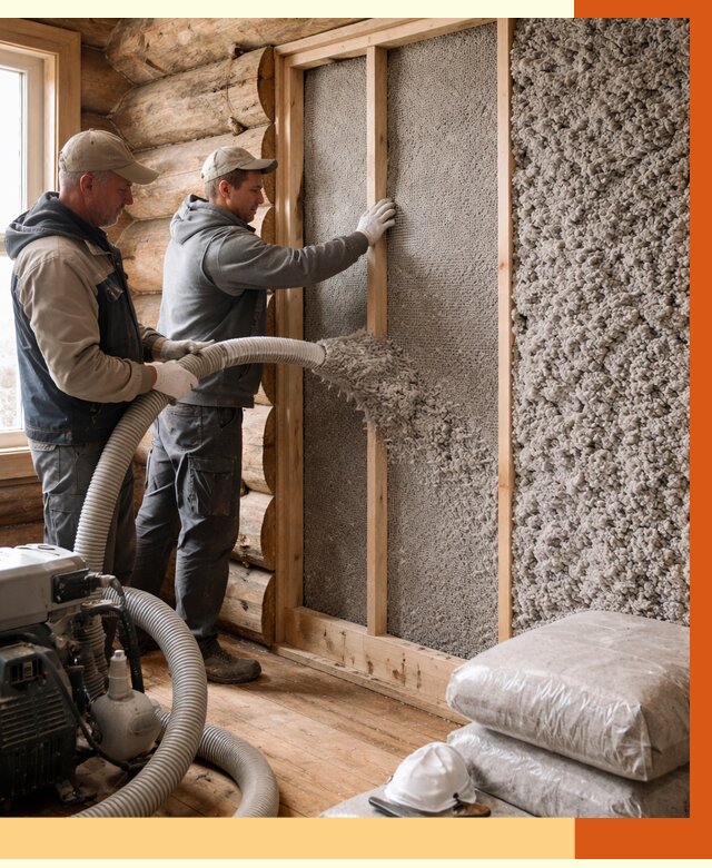 Утепление бревенчатого дома эковатой в Верхней Пышме от 2822 руб. | ТепломастерВрх