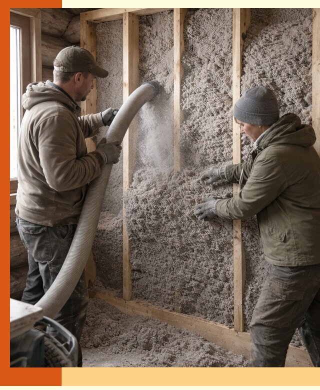 Утепление бревенчатого дома эковатой в Верхней Пышме