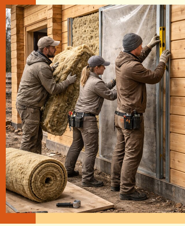 Утепление дома из двойного бруса в Верхней Пышме качественно и надёжно