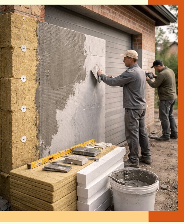 Утепление гаража снаружи в Верхней Пышме от 4309 руб. за м2 — наружное утепление под ключ | ТепломастерВрх