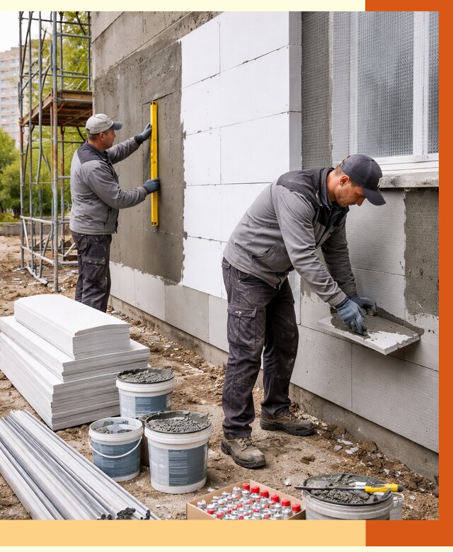 Утепление фасада и стен снаружи в Верхней Пышме от 4309 руб. | ТепломастерВрх