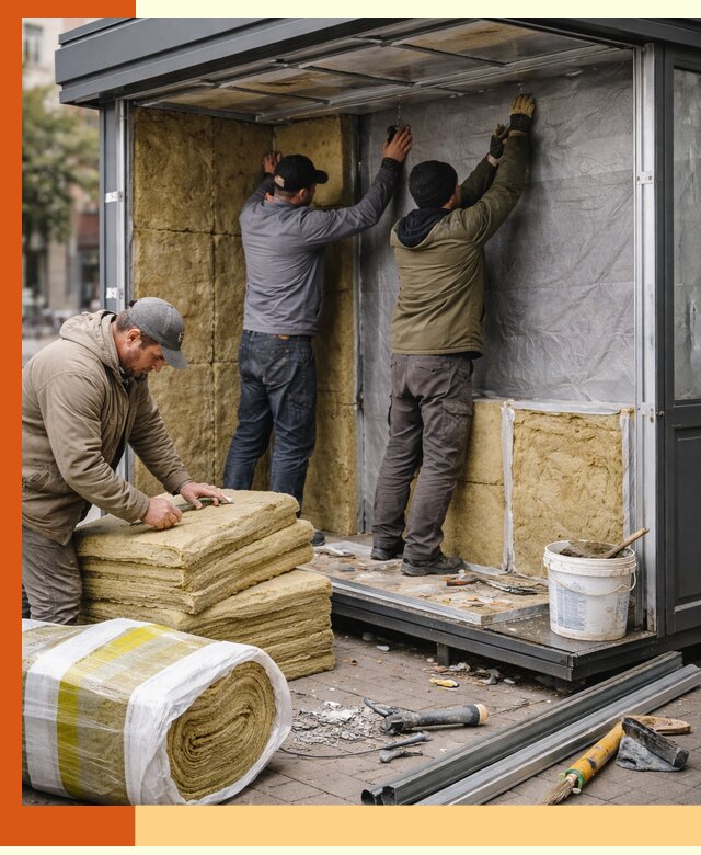 Утепление павильона шаурмы под ключ в Верхней Пышме