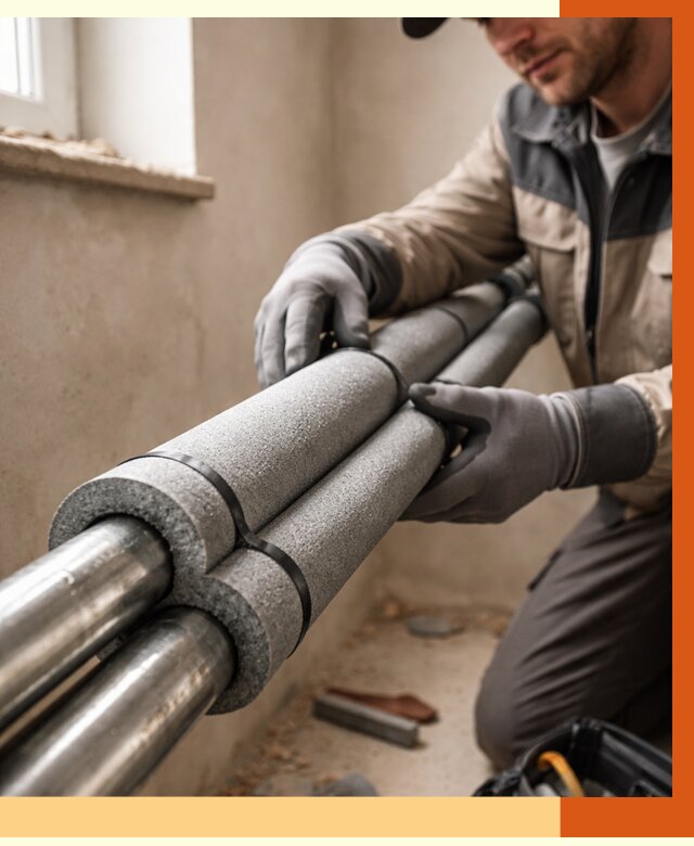 Утепление труб отопления в Верхней Пышме от 2924 руб. за м² — услуги под ключ | ТепломастерВрх