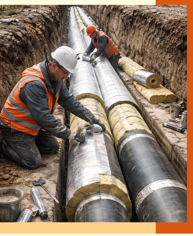 Утепление теплотрассы в Верхней Пышме от 4617 руб./м2 — ппу и комплексная изоляция | ТепломастерВрх