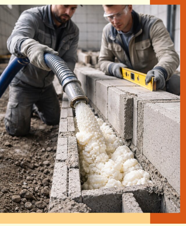 Заполнение колодцевой кладки ППУ в Верхней Пышме от 4309 руб. за м2 | ТепломастерВрх