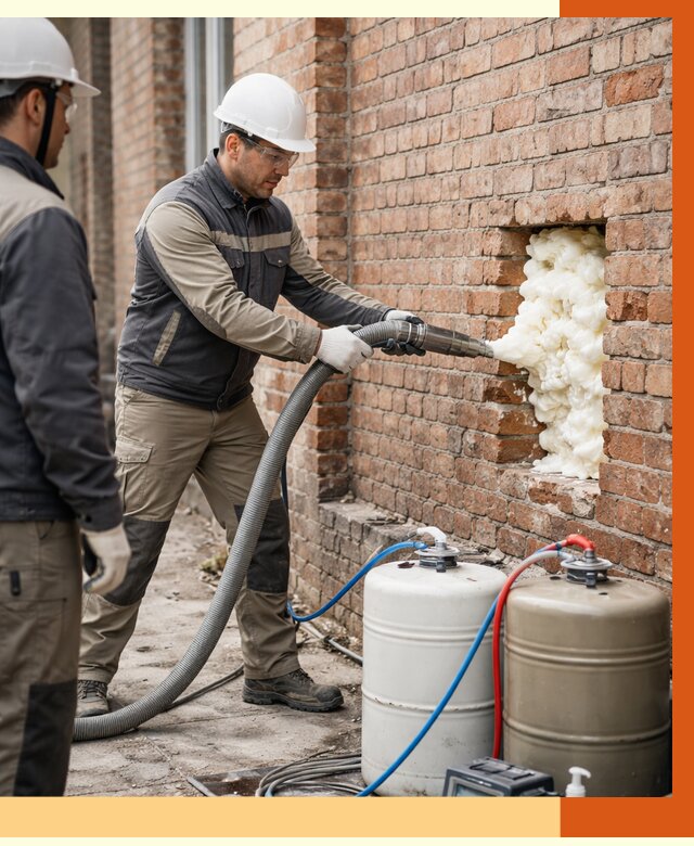 Заливка ППУ в пустоты кирпичной стены в Верхней Пышме от 2822 руб. | ТепломастерВрх