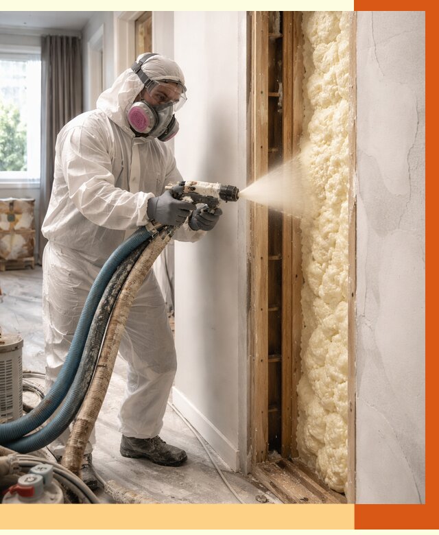 Межстеновое утепление ППУ в Верхней Пышме от 2822 руб/м2 — межстенное утепление под ключ | ТепломастерВрх