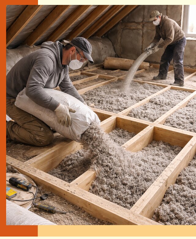 Заполнение полостей чердачного перекрытия в Верхней Пышме качественно и надёжно