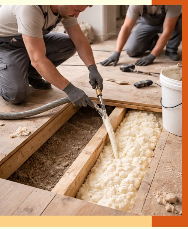 Заполнение пустот пола в Верхней Пышме от 2770 руб. — утепление пустот пола под ключ | ТепломастерВрх