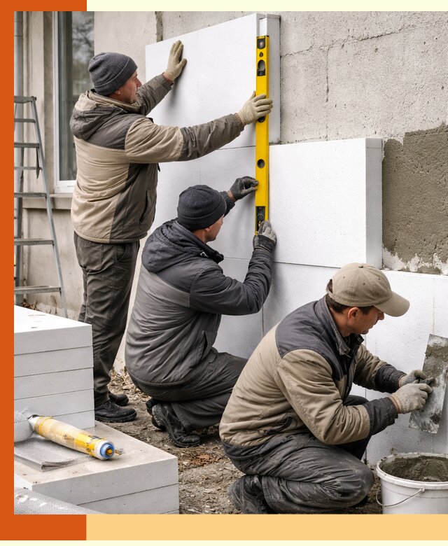 Утепление пенопластом наружных стен и фасадов в Верхней Пышме