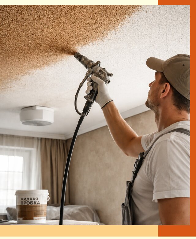 Утепление потолка жидкой пробкой в Верхней Пышме от 3591 руб. | ТепломастерВрх