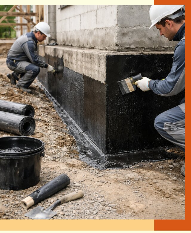 Гидроизоляция фундамента в Верхней Пышме от 1283 руб. — профессионально, под ключ | ТепломастерВрх