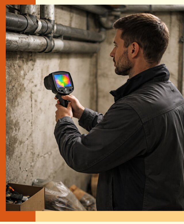 Тепловизионное обследование подвала в Верхней Пышме для поиска утечек тепла