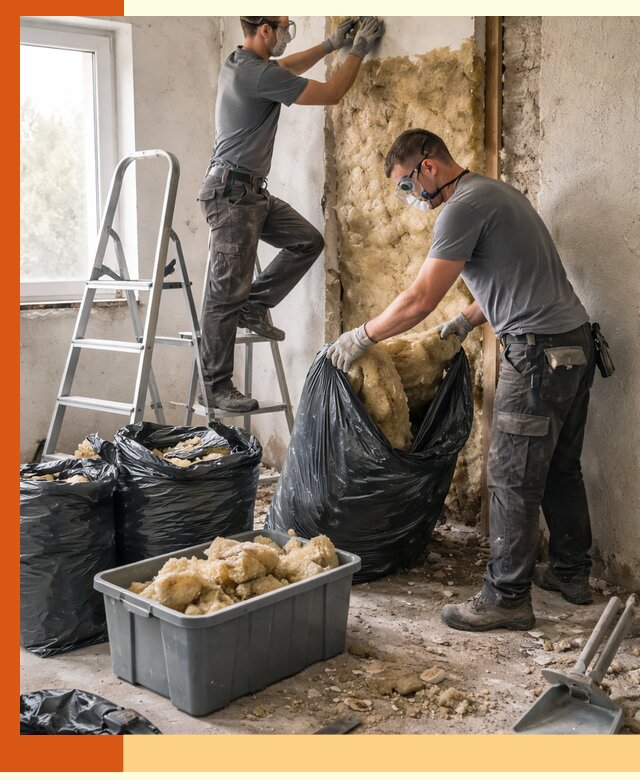 Демонтаж старого утеплителя и вывоз отходов в Верхней Пышме